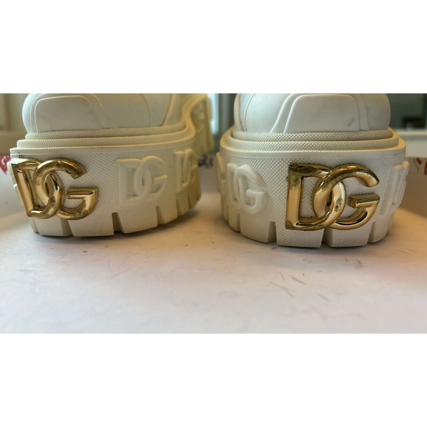 Dolce & Gabbana White Leather Rubber Logo Ankle Boots Shoes