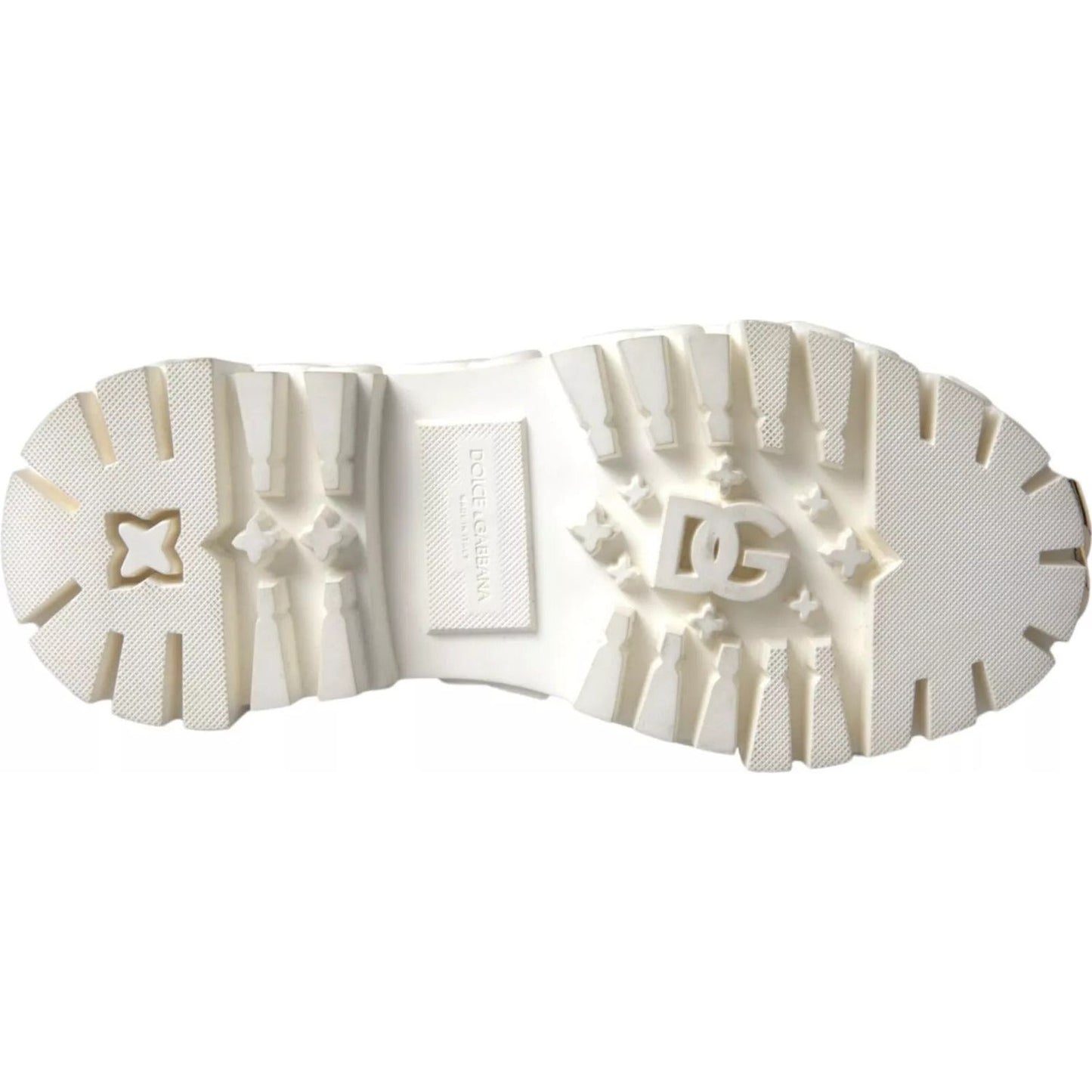 Dolce & Gabbana White Leather Rubber Logo Ankle Boots Shoes LA11042#2-37