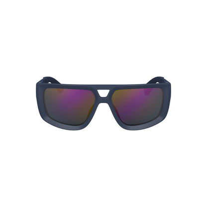 Calvin Klein Blue Plastic Men Sunglasses with bold square frame and blue lens.