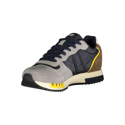 Blauer Gray Polyester Sneaker with laces, contrasting details, print, and logo design.