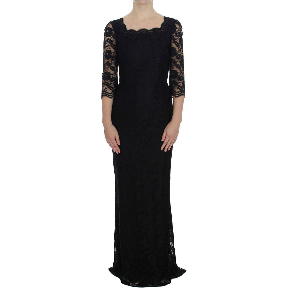 Dolce & Gabbana Black Floral Lace Long Ball Maxi Dress NOC10096-1