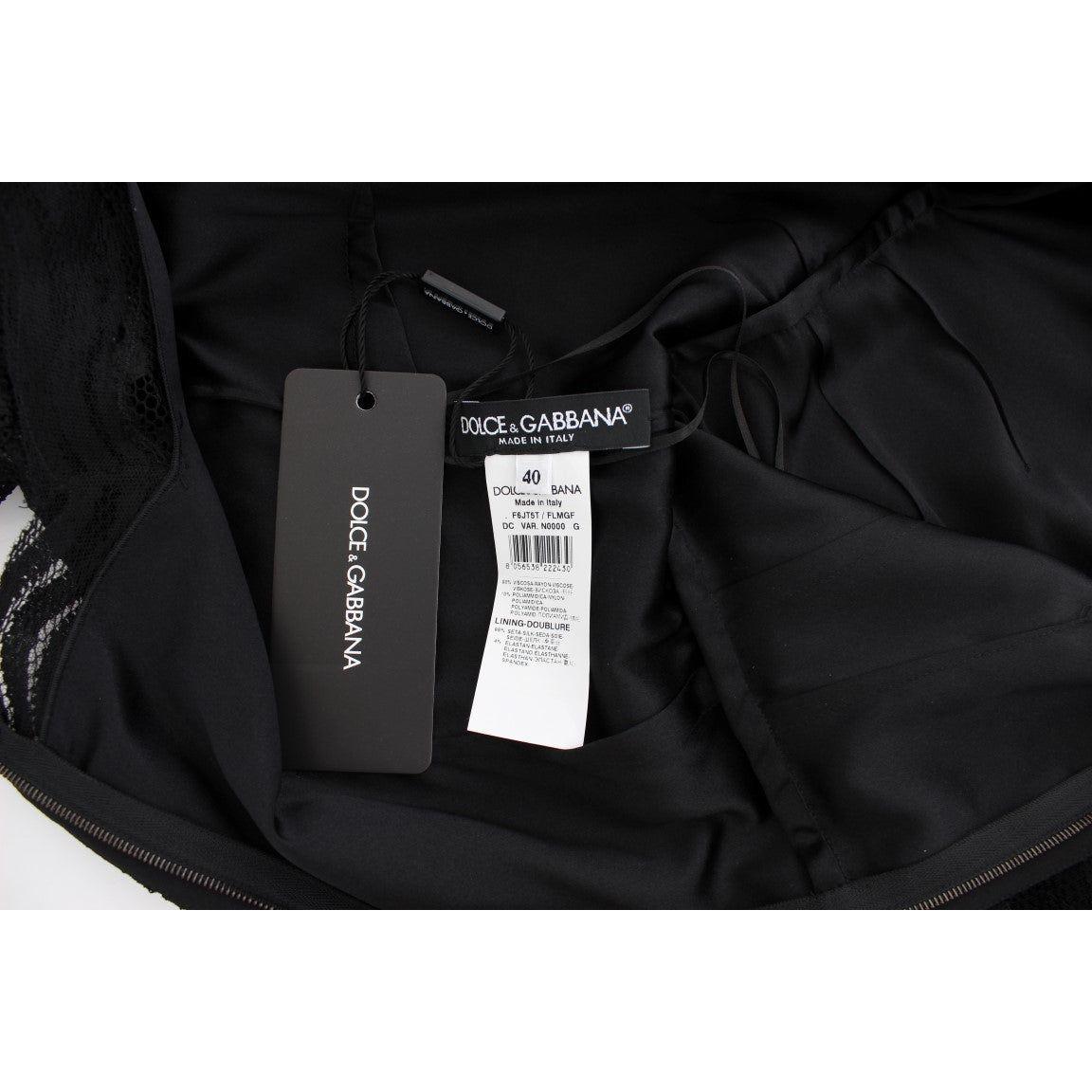 Dolce & Gabbana Black Floral Lace Long Ball Maxi Dress