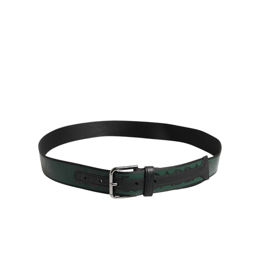 Dolce & Gabbana Green Black Polyester DG Logo Buckle Belt