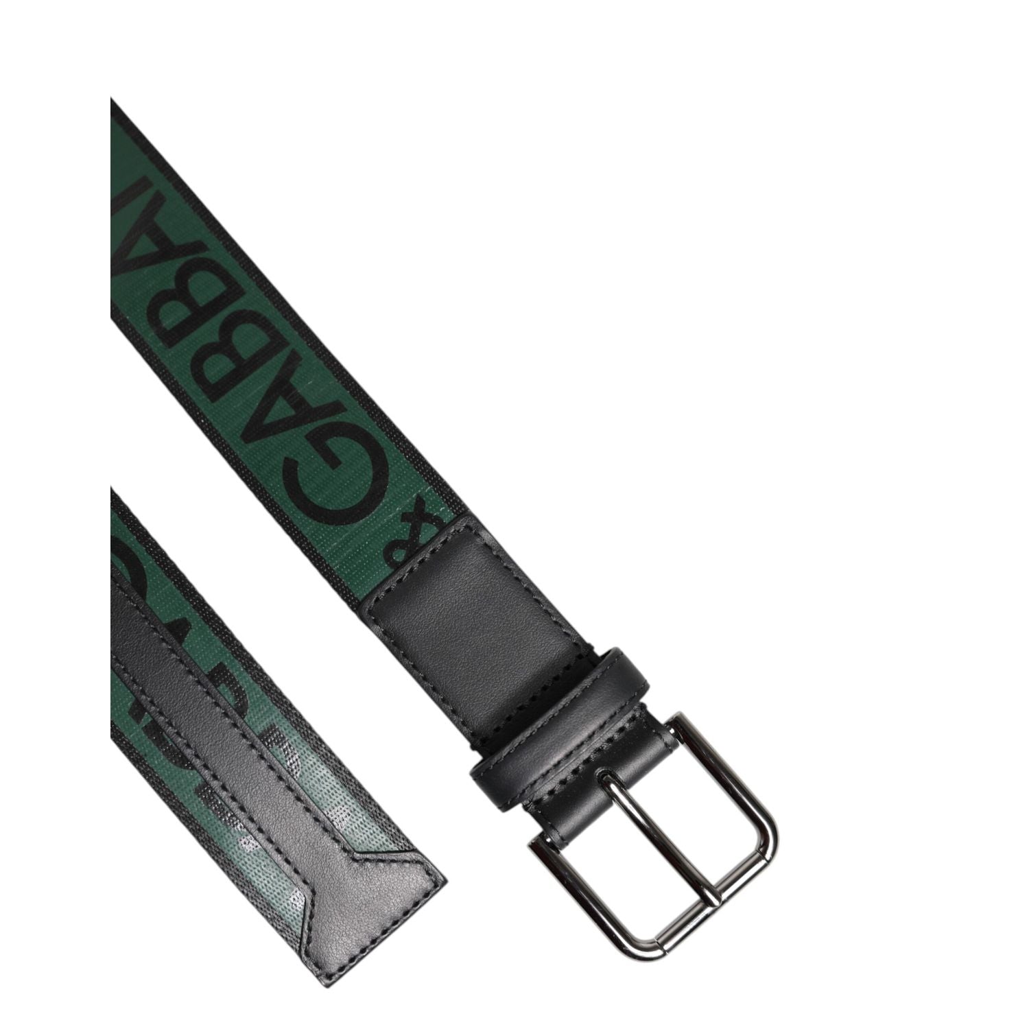 Dolce & Gabbana Green Black Polyester DG Logo Buckle Belt