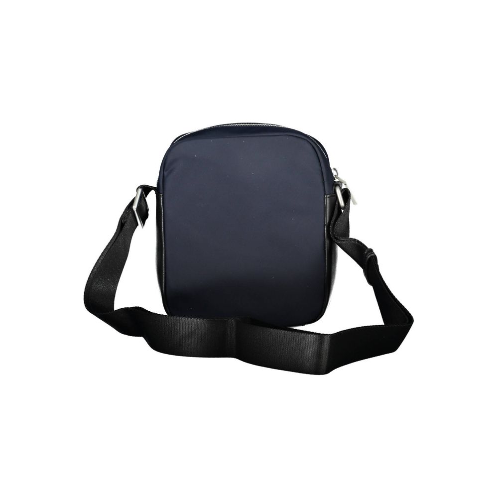 Tommy Hilfiger Blue Polyester Men Shoulder Bag with adjustable strap, showcasing eco-friendly design and striking blue color.