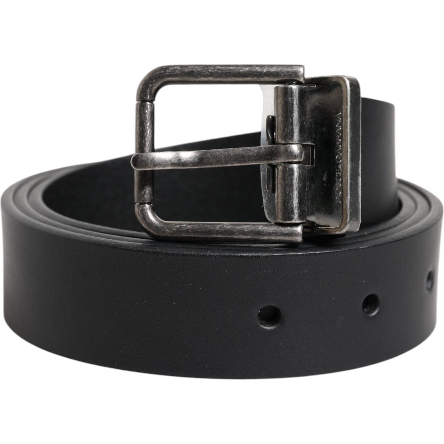 Dolce & Gabbana Black Classic Leather Metal Buckle Belt