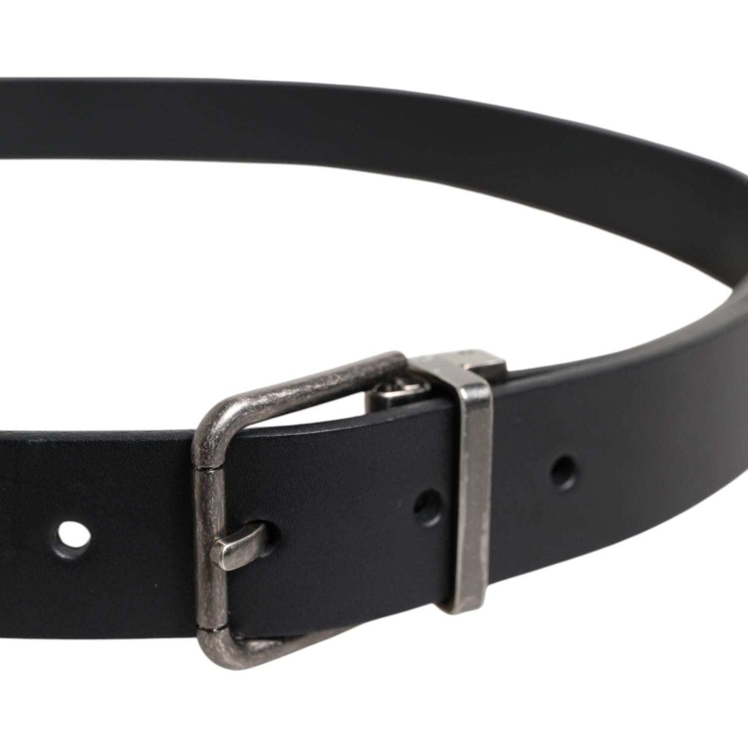 Dolce & Gabbana Black Classic Leather Metal Buckle Belt