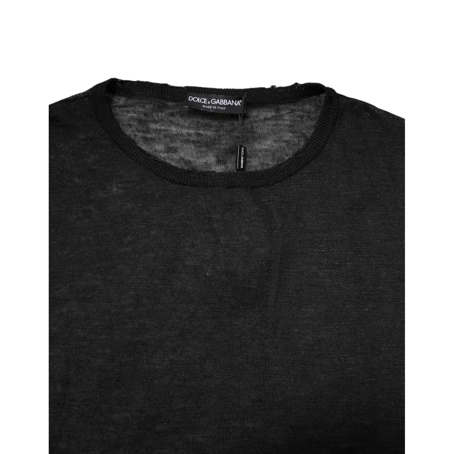 Dolce & Gabbana Black Polyester Crew Neck Pullover Sweater