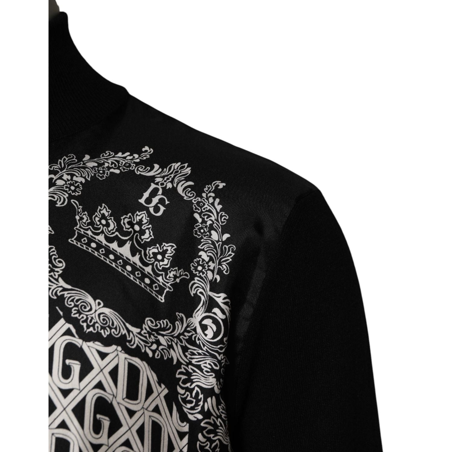 Dolce & Gabbana Black White Bandana Print Full Zip Sweater
