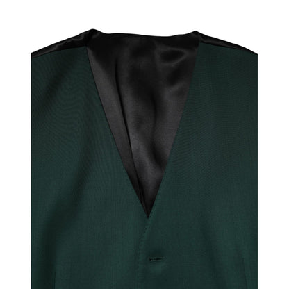 Dolce & Gabbana Green Wool Dress Formal Men Waistcoat Vest