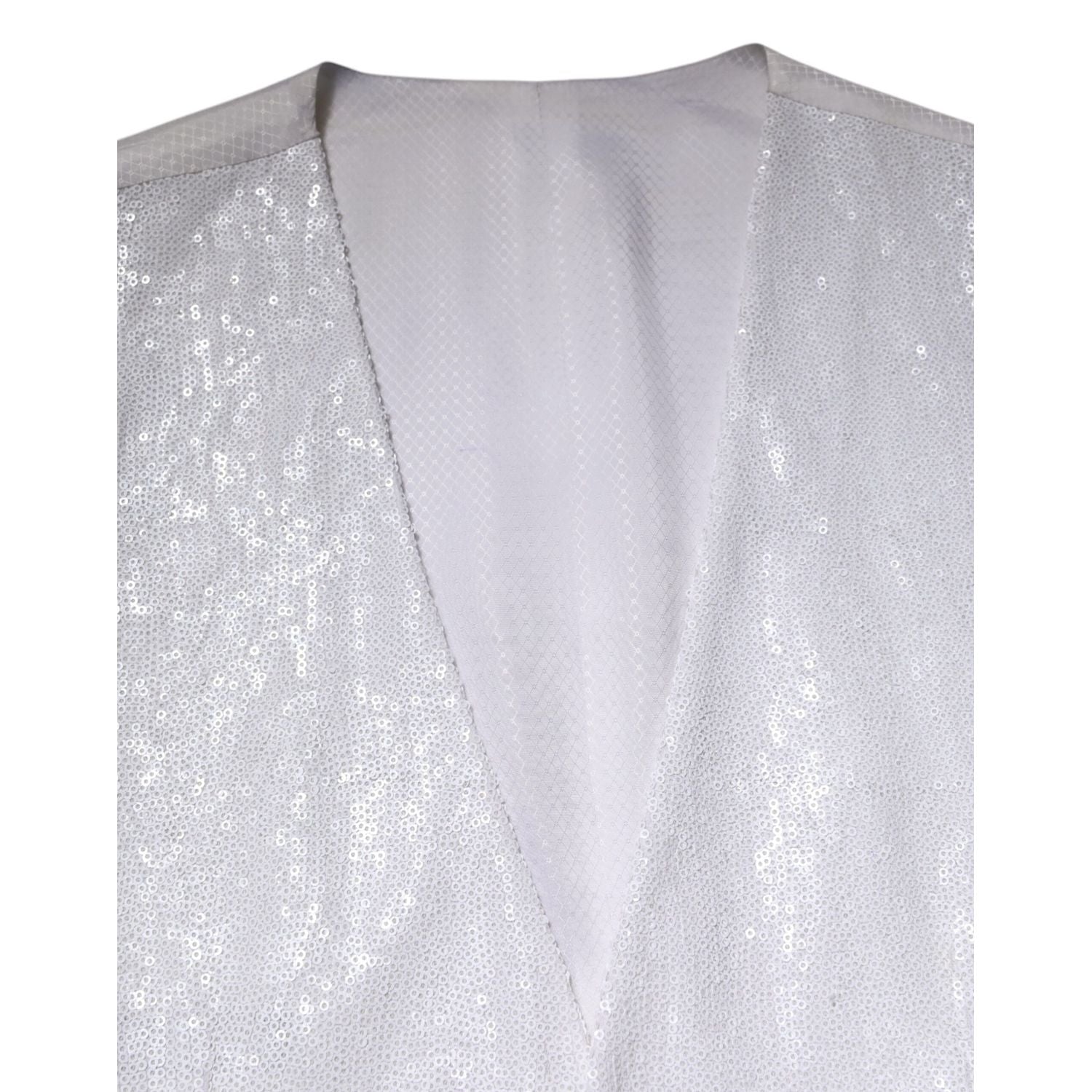 Dolce & Gabbana White Sequined Dress Formal Waistcoat Vest