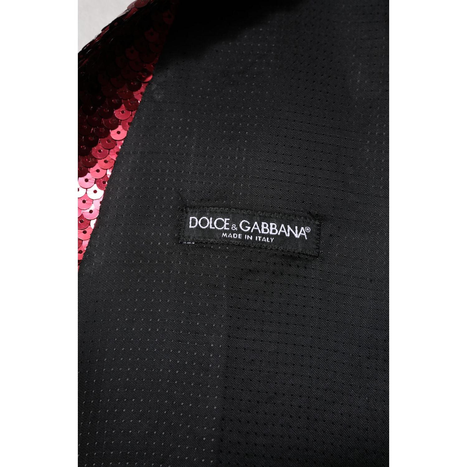 Dolce & Gabbana Red Sequined Dress Formal Men Waistcoat Vest