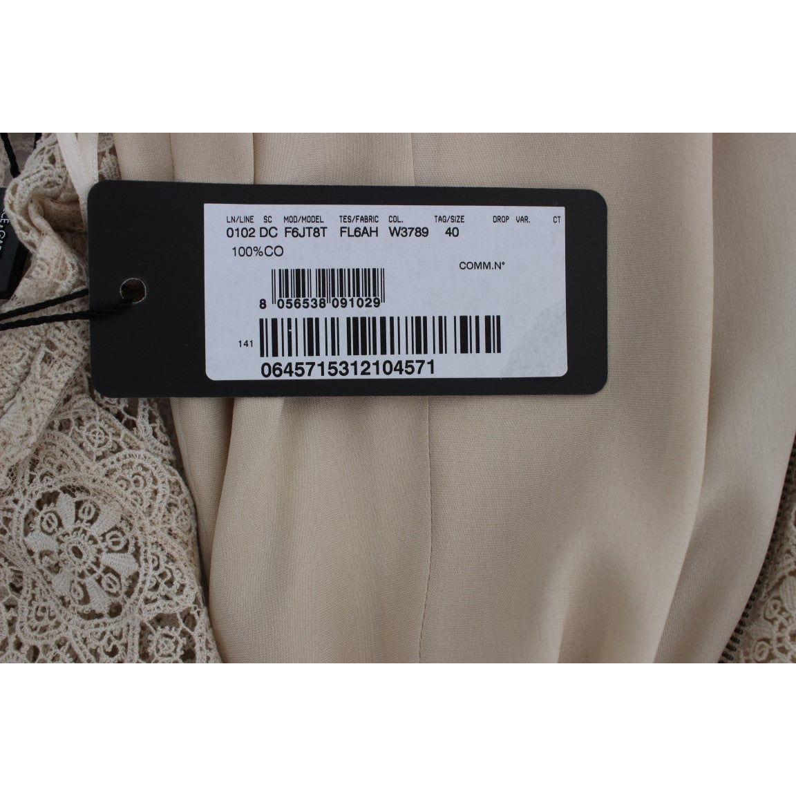 Dolce & Gabbana Beige Ricamo Cutout Cotton Sheath Dress NOC10101-1