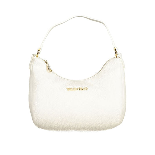 Mario Valentino White Polyethylene Women Handbag with polished eco-chic elegance featuring adjustable strap and secure zip closure.