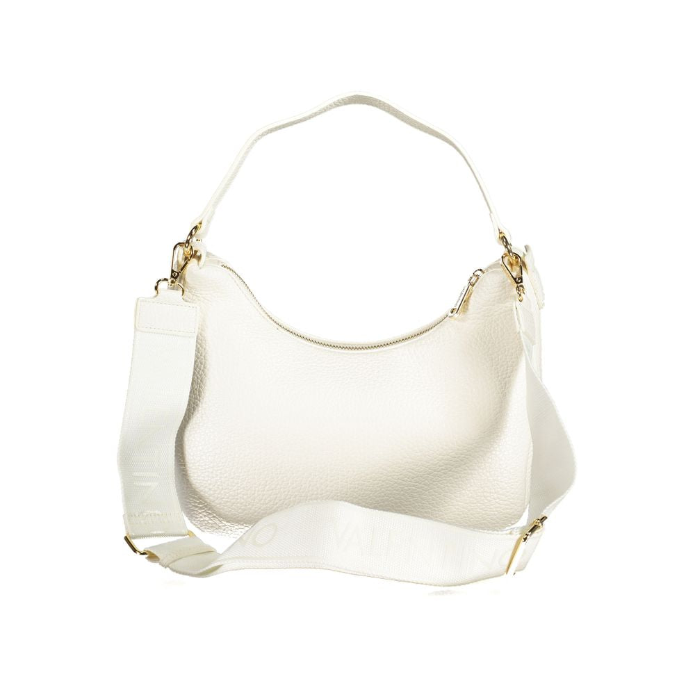 Mario Valentino White Polyethylene Women Handbag with adjustable strap and zip closure, showcasing eco-friendly elegance.