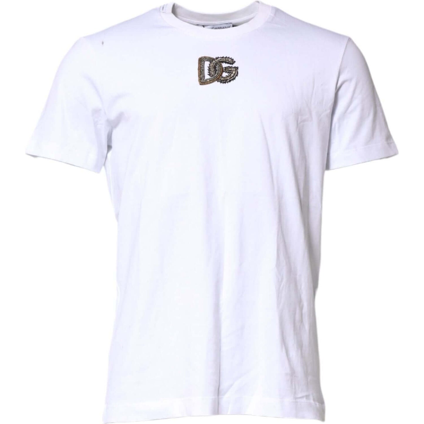 Dolce & Gabbana White Logo Embroidery Crew Neck T-shirt TSH90509-52