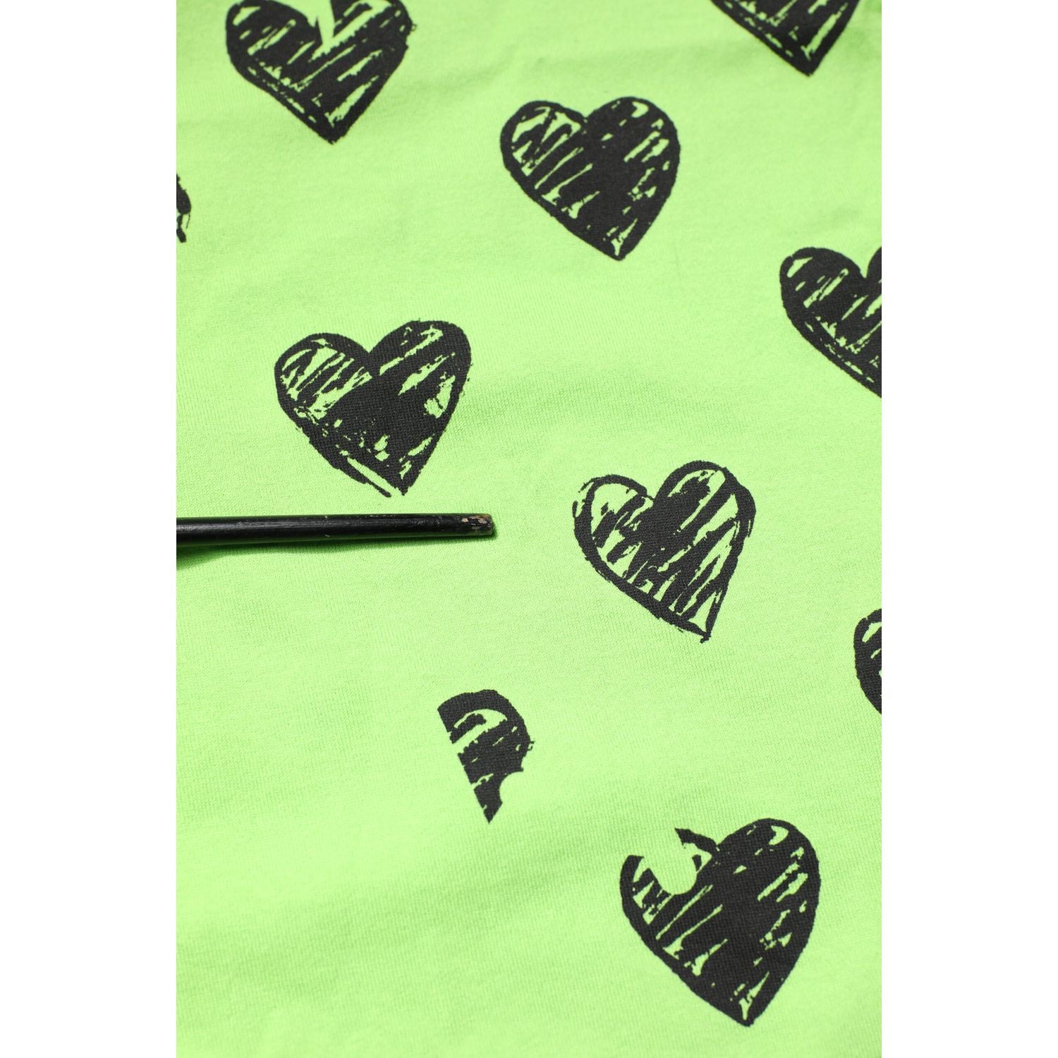 Dolce & Gabbana Green Heart Print Cotton Crew Neck T-shirt