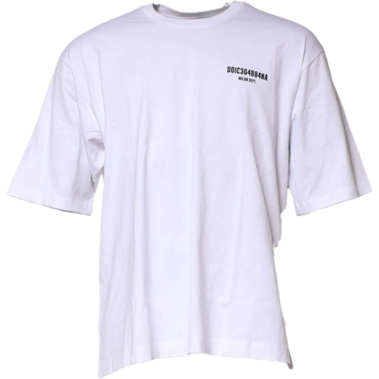 Dolce & Gabbana White Cotton Logo Print Crew Neck T-shirt TSH90615-52