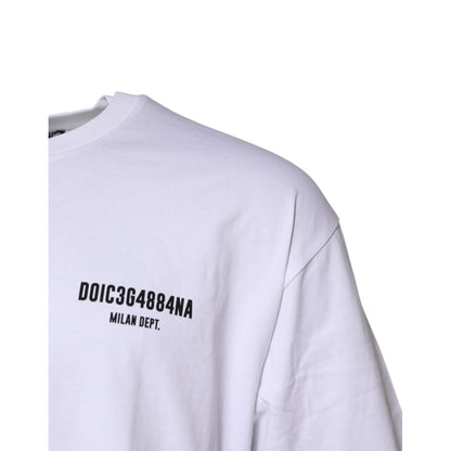 Dolce & Gabbana White Cotton Logo Print Crew Neck T-shirt