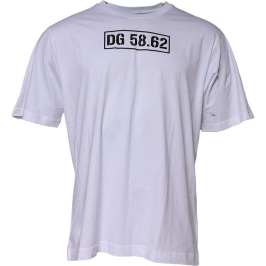 Dolce & Gabbana White Cotton Logo Print Crew Neck T-shirt TSH90616-52