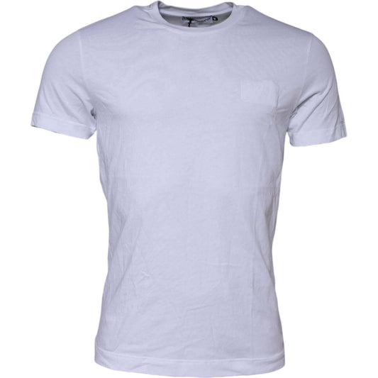 Dolce & Gabbana White Cotton Logo Patch Crew Neck T-shirt TSH90627-48