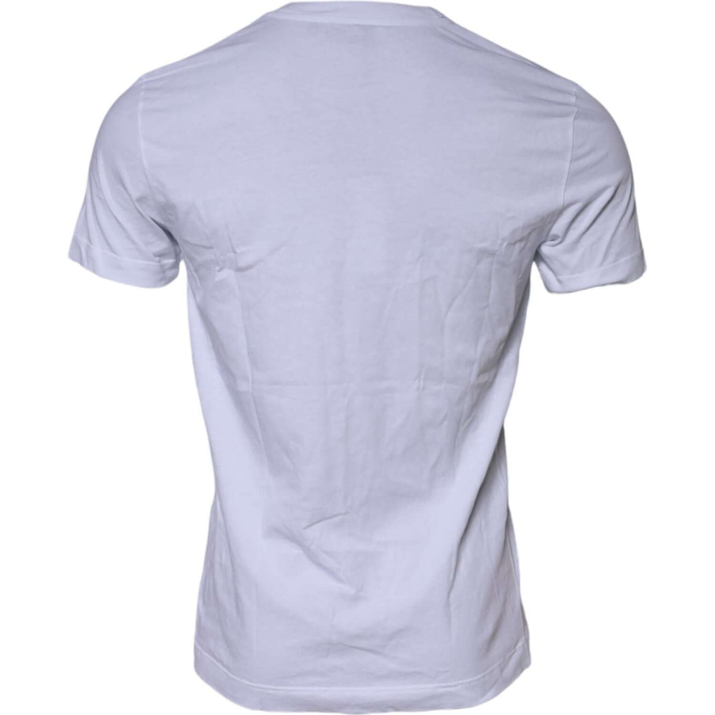 Dolce & Gabbana White Cotton Logo Patch Crew Neck T-shirt