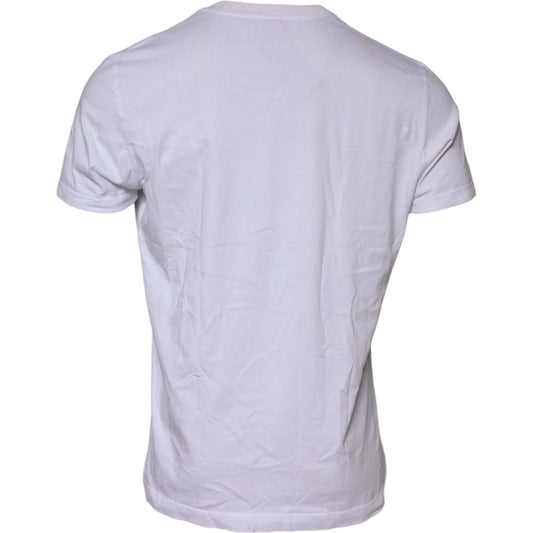 Dolce & Gabbana White Cotton Logo Patch Crew Neck T-shirt TSH90629-52