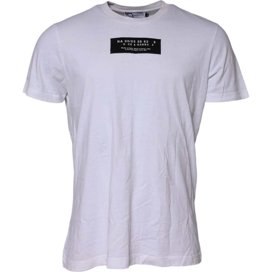 Dolce & Gabbana White Cotton Logo Patch Crew Neck T-shirt TSH90629-52