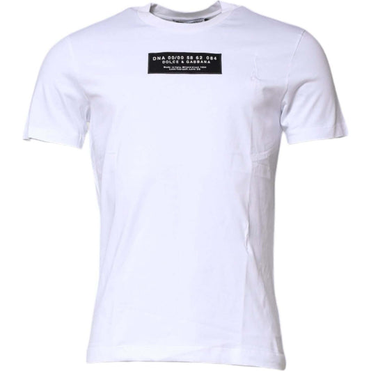 Dolce & Gabbana White Cotton Logo Patch Crew Neck T-shirt TSH90631-48