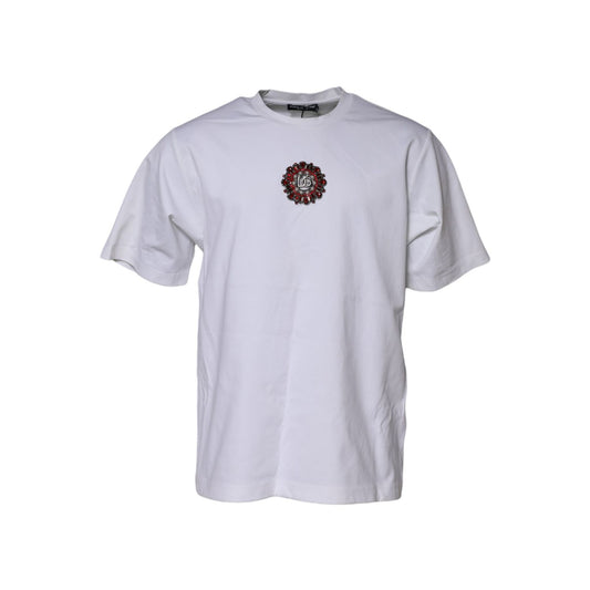 Dolce & Gabbana White Logo Embellish Short Sleeves T-shirt