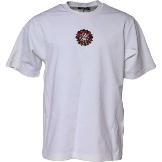 Dolce & Gabbana White Logo Embellish Short Sleeves T-shirt TSH90642-52
