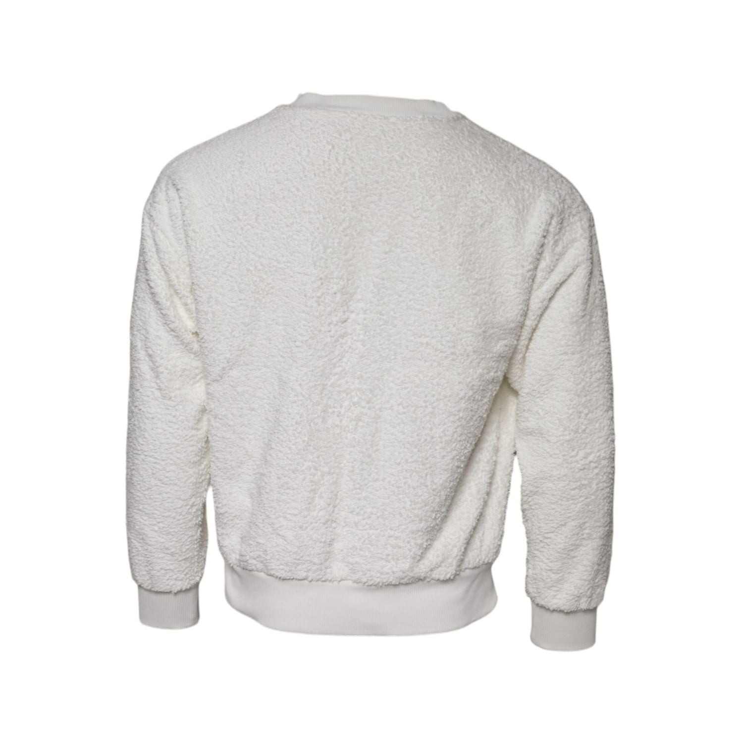 Dolce & Gabbana White Cotton Fleece Crew Neck Sweater