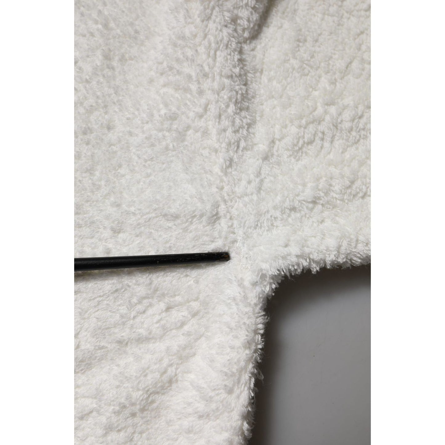 Dolce & Gabbana White Cotton Fleece Crew Neck Sweater