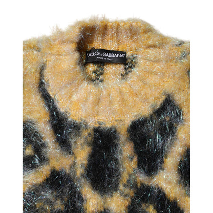 Dolce & Gabbana Multicolor Leopard Mohair Crew Neck Sweater