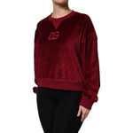 Dolce & Gabbana Red Cotton Velvet Crew Neck Pullover Sweater TSH90490-36