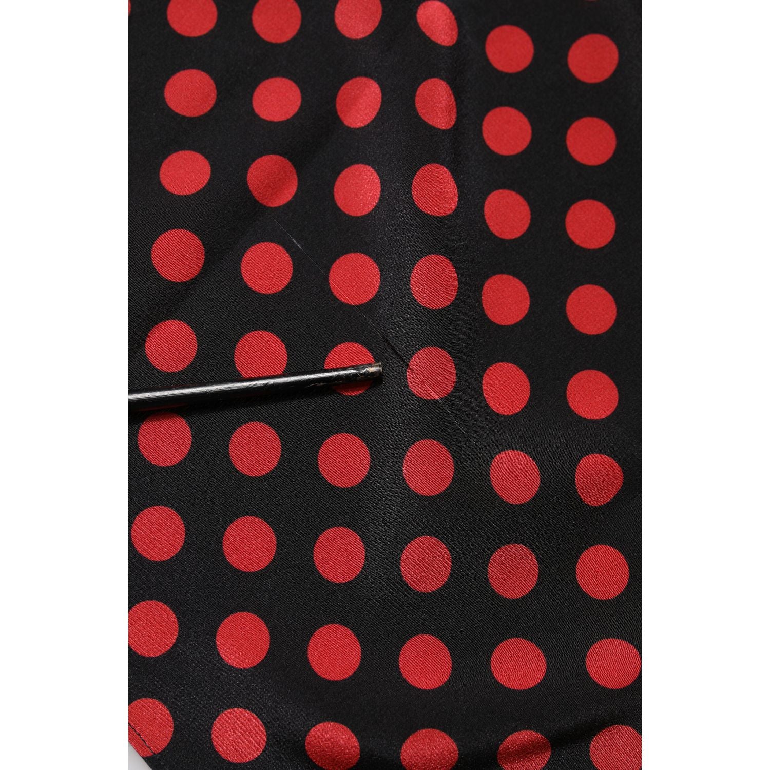 Dolce & Gabbana Black Red Polka Dot Silk Long Sleeves Top