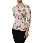 Dolce & Gabbana Pink Lily Print Viscose Round Neck Blouse Top TSH87611-42