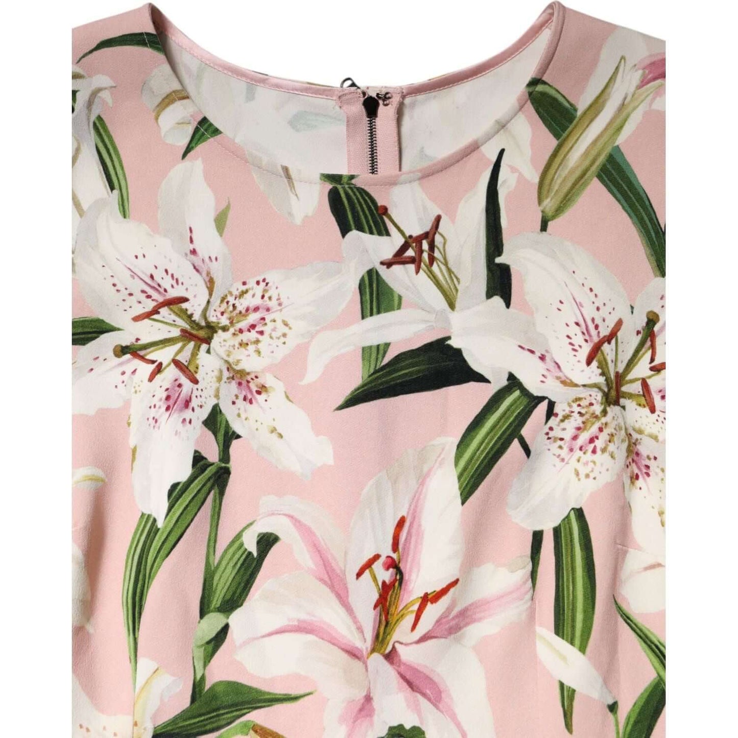 Dolce & Gabbana Pink Lily Print Viscose Round Neck Blouse Top TSH87611-42