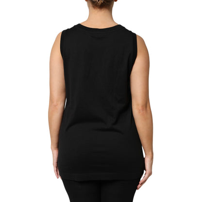 Dolce & Gabbana Black DG Embellished Sleeveless Tank Top