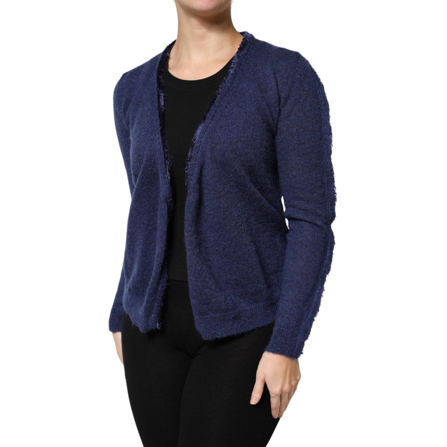 Ballantyne Dark Blue Long Sleeves Overcoat Cardigan Sweater