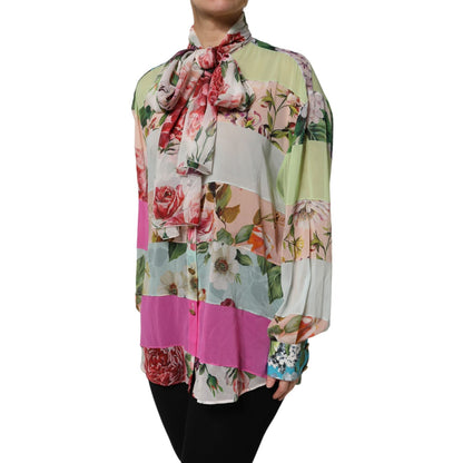Dolce & Gabbana Multicolor Floral Patchwork Long Sleeves Top