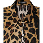 Dolce & Gabbana Brown Leopard Short Sleeve Collared Polo Top TSH878619-44