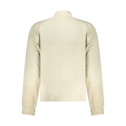 Guess Jeans Beige Cotton Men Sweater back view showcasing long sleeves and sleek design.