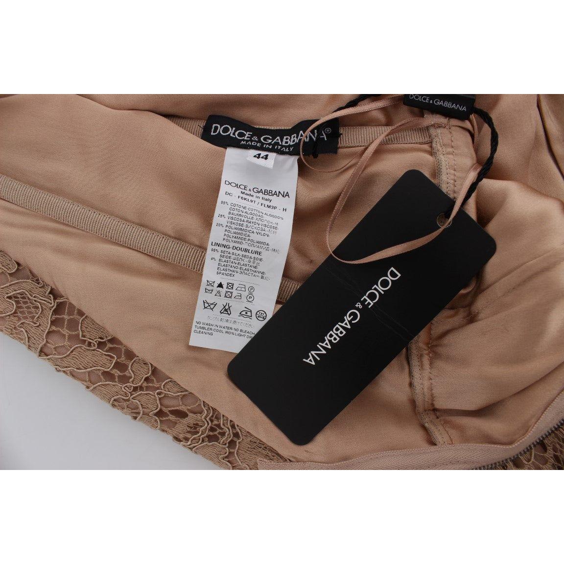 Dolce & Gabbana Pink Floral Lace Full Length Sheath Dress