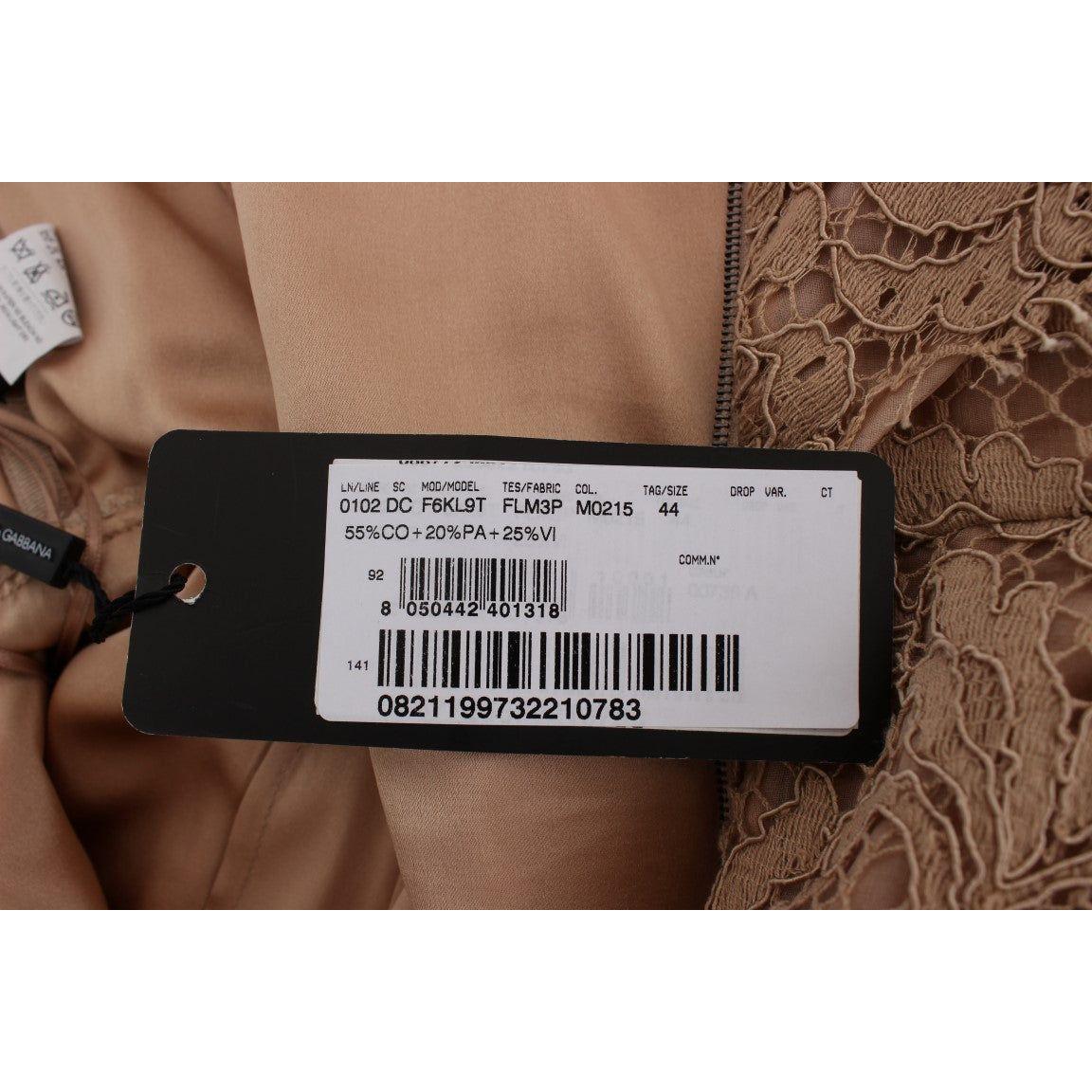 Dolce & Gabbana Pink Floral Lace Full Length Sheath Dress