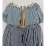 Dolce & Gabbana Elegant Crystal-Embellished Silk Gown Dolce & Gabbana Slate Gray