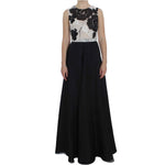 Dolce & Gabbana Black White Floral Silk Sheath Gown Dress NOC10142-1