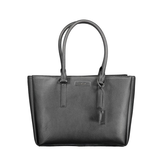 Calvin Klein Black Polyethylene Women Handbag with two handles and sleek design.