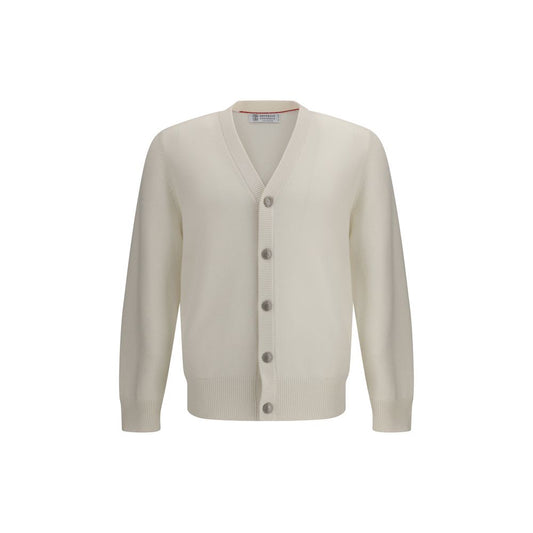 Brunello Cucinelli White Cashmere Cardigan