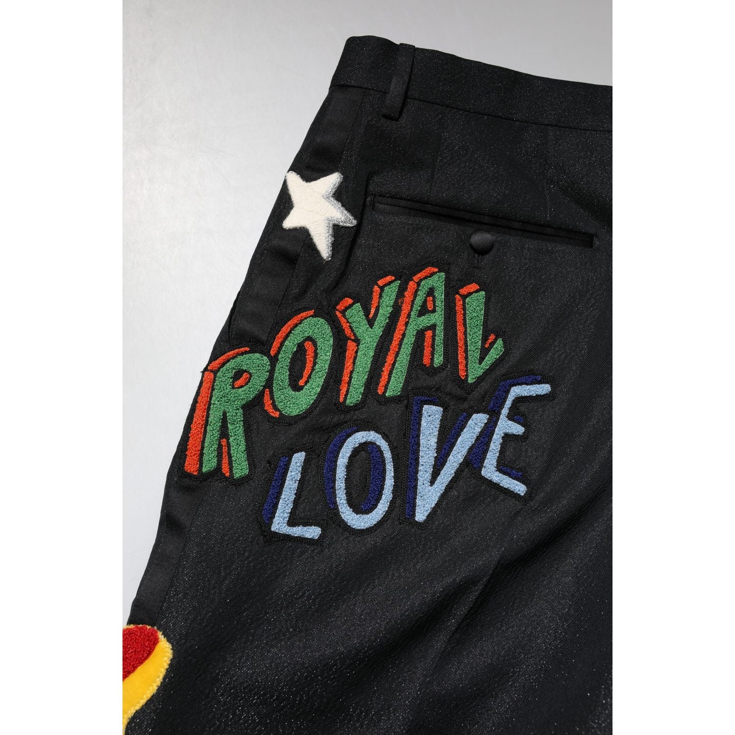 Dolce & Gabbana Black Graphic Embroidery Men Pants